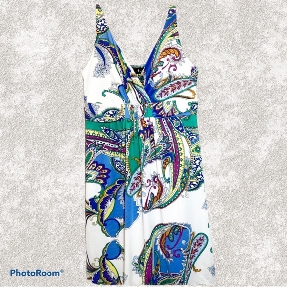 NEESHA Colorful Paisley Stretchy Mini Halter Dress, Size M/L - Picture 5 of 6